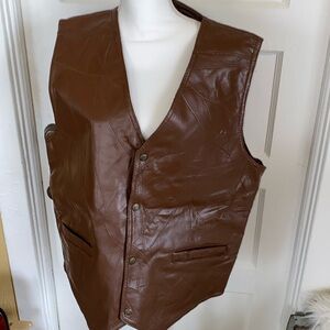 M Collection leather snap up vest
